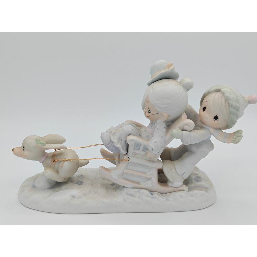 Precious Moments Oh What Fun It Is To Ride Sled Figurine Enesco 1987 109819